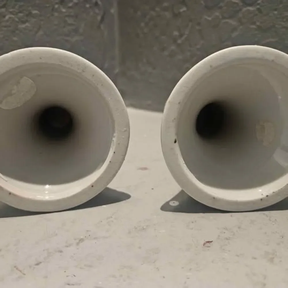 Williams Sonoma Ceramic Blue and White Candlesticks Set of 2 5